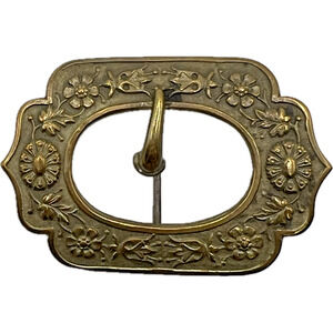Antique FN+C Fishel Nessler Victorian Belt Buckle Sash Brooch Pin Floral